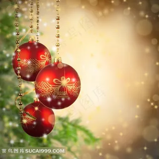 圣诞主题背景红色彩球 圣诞主题背景红色彩球