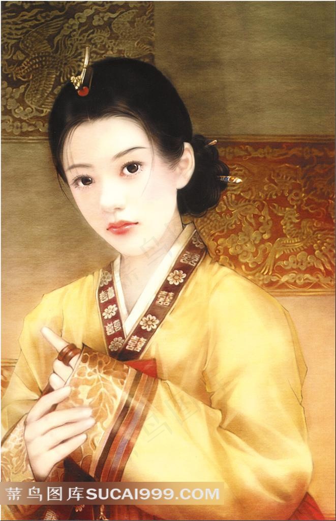 德珍手绘古典戴玉戒的美人插图