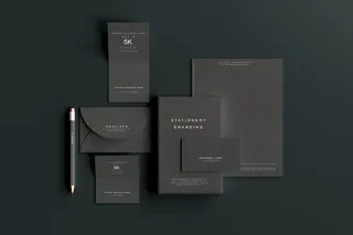 高端暗黑文具类文创VI样机模板