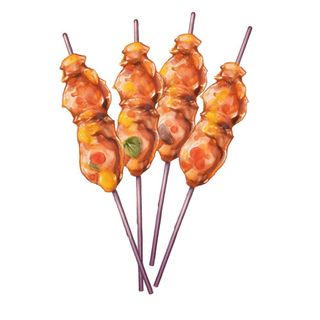 羊肉串鸡肉串美食插画元素
