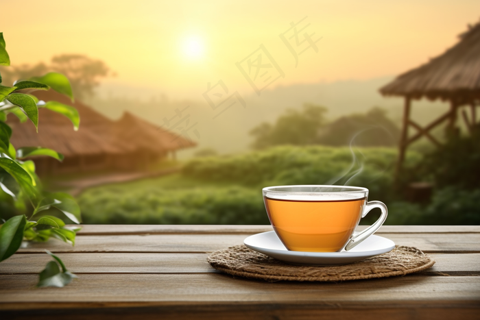 村庄清晨窗台泡着一杯茶摄影图(4032x2688)