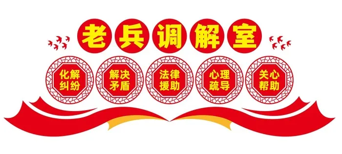 老兵调解室文化墙ai矢量模版下载