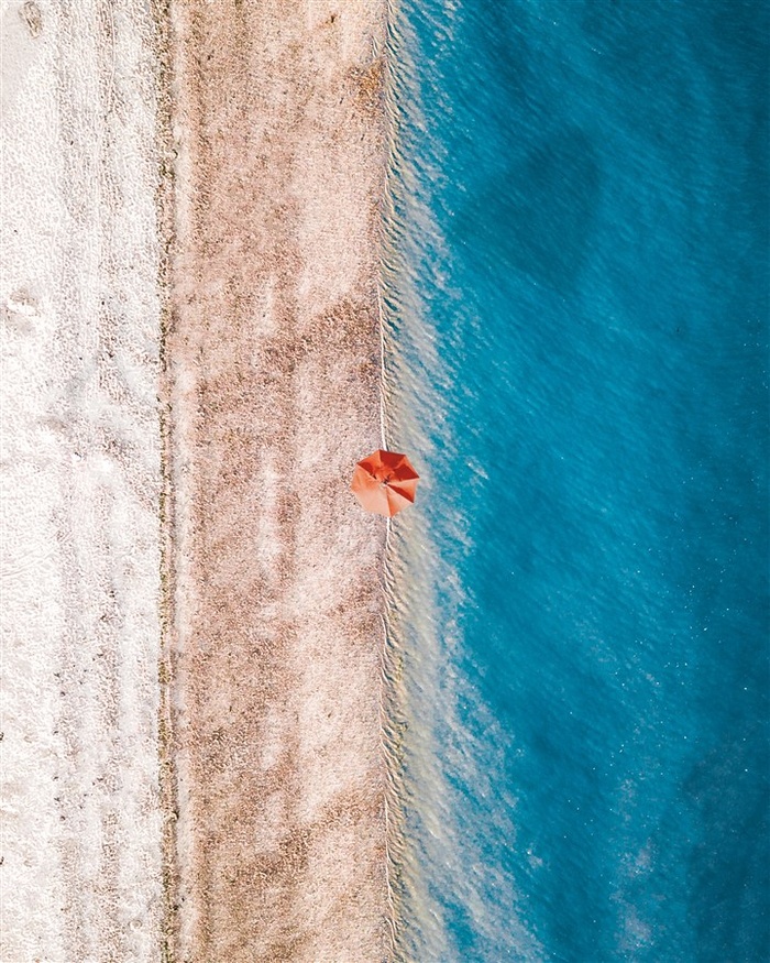 俯瞰视角沙滩海景风光摄影高清图片