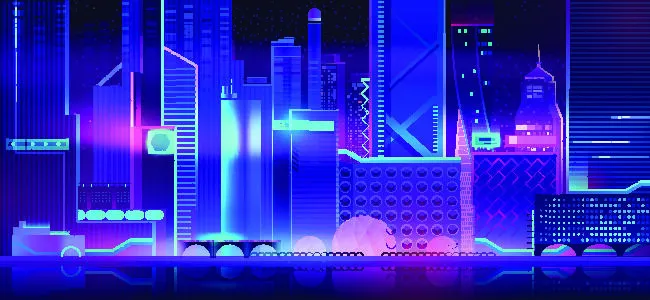 时尚潮流赛博朋克元宇宙虚拟城市夜景Banner海报背景AI矢量图素材eps,ai矢量模版下载