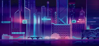 时尚潮流赛博朋克元宇宙虚拟城市夜景Banner海报背景AI矢量图素材