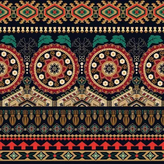 少数民族藏族特色花纹波西米亚风纹理背景图案设计AI矢量图片素材