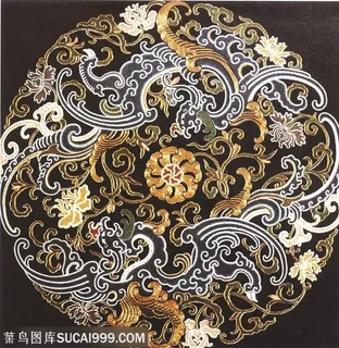 尊贵古代花饰龙凤刺绣中国风图片