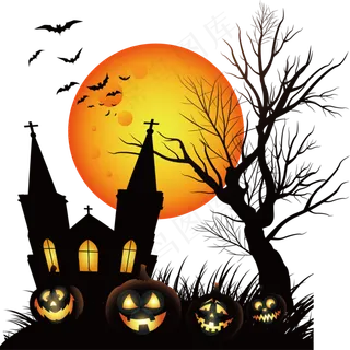 万圣节节日卡通素材城堡