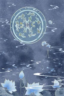 国潮中国风复古敦煌岩彩山水祥云插画烫金肌理背景PSD设计素材