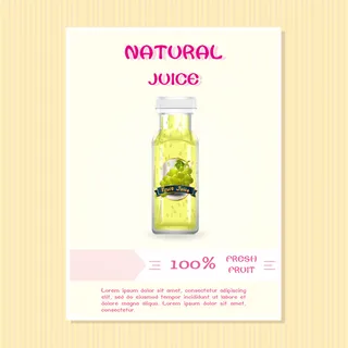 水彩绘瓶装水葡萄汁水彩玻璃瓶饮料矢量图素材AI格式