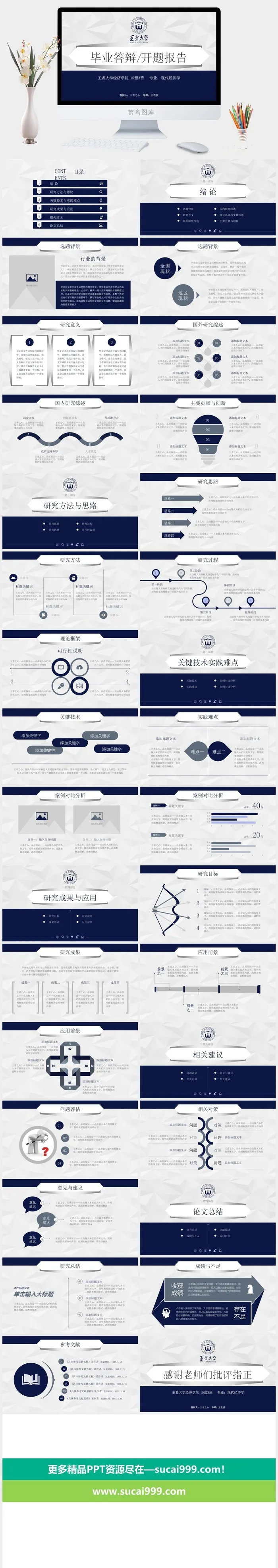 深蓝简约毕业答辩模板