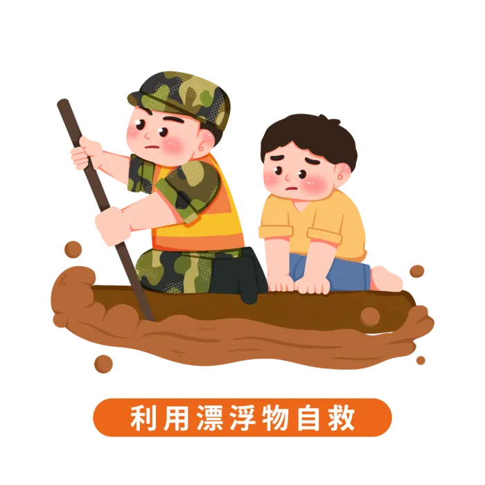 通解放军人物夏季防汛防洪安全知识插画 