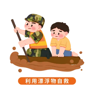 通解放军人物夏季防汛防洪安全知识插画 