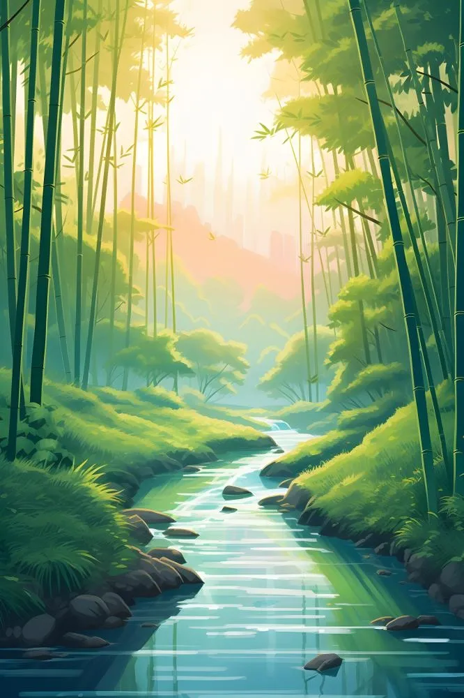 夏日竹子竹林阳光背景(2400x3600)