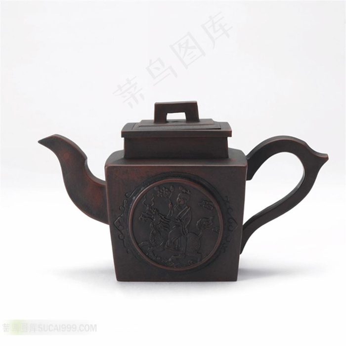 方形吉祥人物紫砂壶