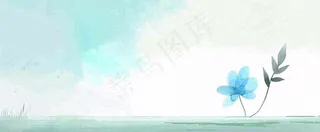 夏天海面清新绿植简约插画，夏至春分谷雨