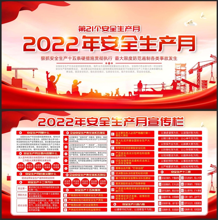 2022安全生产月展板psd模版下载