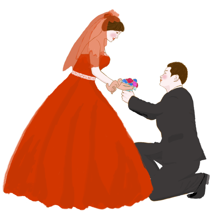 婚纱卡通人物婚礼白纱结婚婚纱摄影手绘