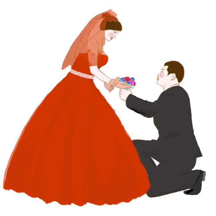 婚纱卡通人物婚礼白纱结婚婚纱摄影手绘
