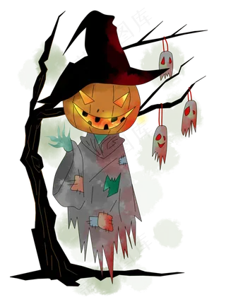 万圣节节日卡通素材南瓜幽灵