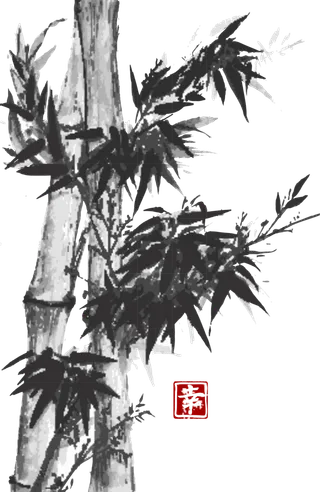 竹子水墨画中国风国画墨水书法竹子画