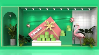 春天门头cdr设计素材春季美陈景观拱门打卡拍照框dp堆头3d模板