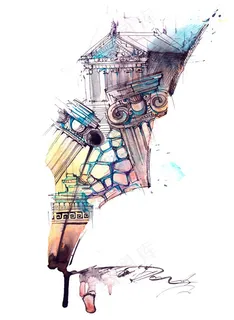 创意水彩建筑造型高清图片 创意水彩建筑造型高清图片
