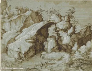 巍峨水彩山脉艺术挂画装饰画