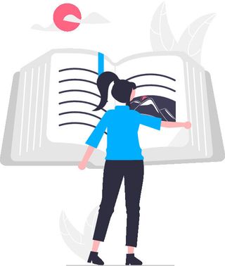 2.5d看书插画小图标素材