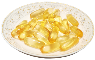 一碟深海鱼油短链脂肪酸减脂补剂胶囊免抠实拍高清摄影元素素材