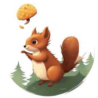 卡通插画松鼠松果免抠