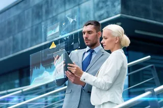 探讨工作的商务男士和女士图片素材欣赏