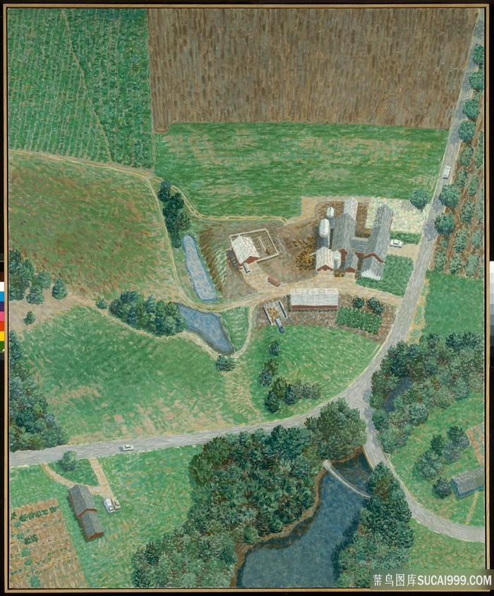 小河农场油画风景画