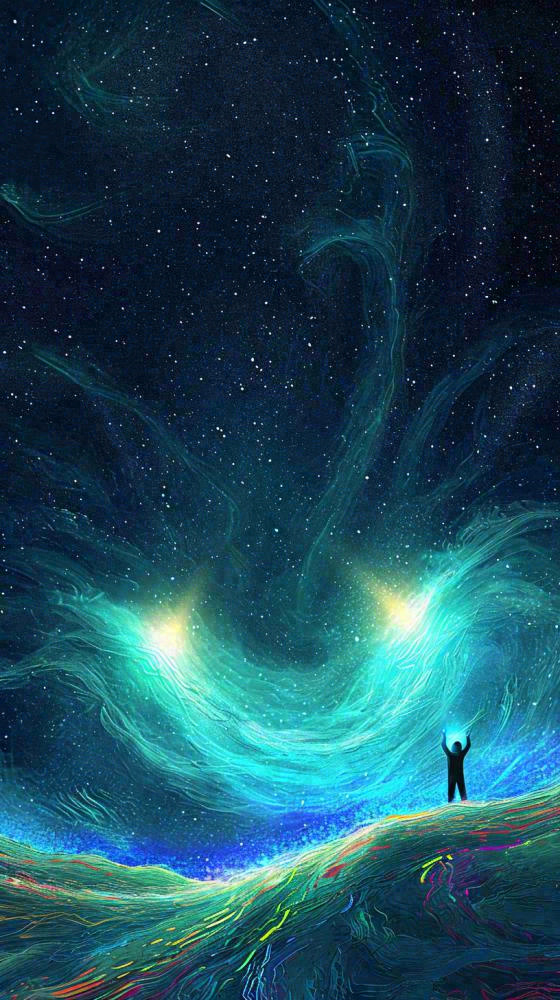 夜晚天蓝色天空科幻绚丽星空(816x1456)