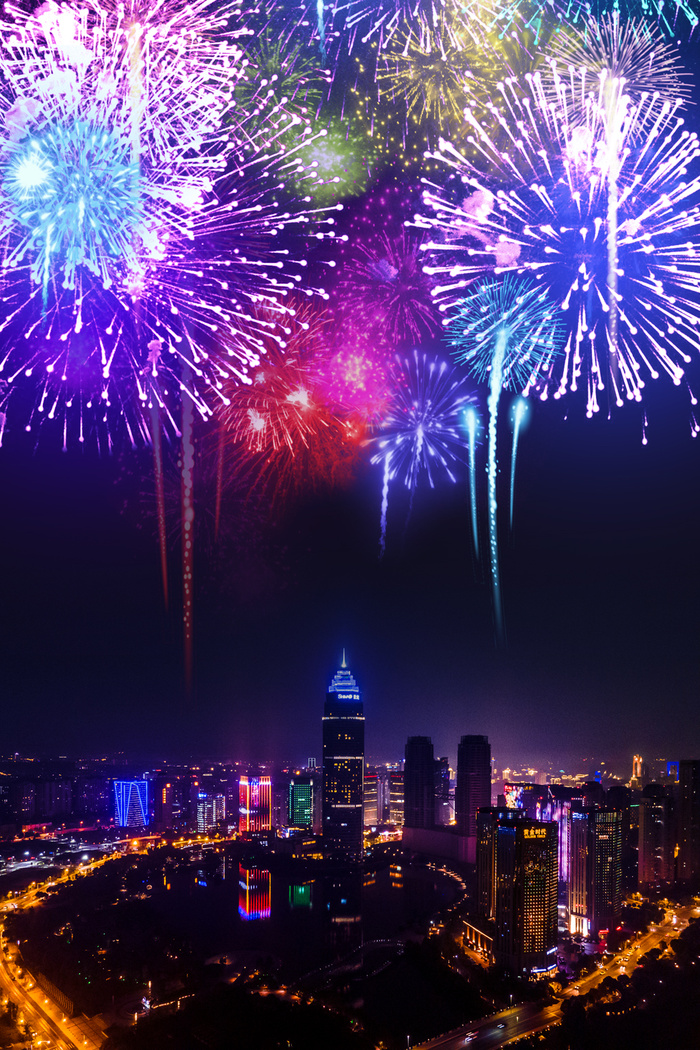 绚丽烟花背景元素