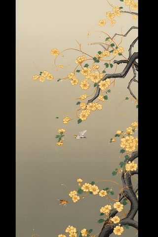 桂花枝叶清新黄色国风背景