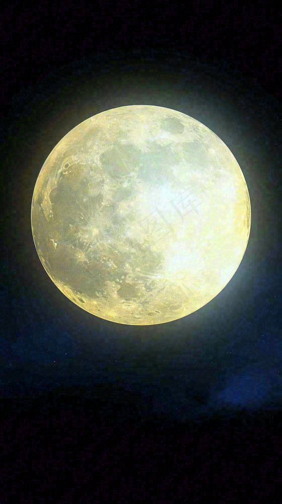 中秋节简约创意圆月月亮温馨天空，黑夜夜晚(816x1456)