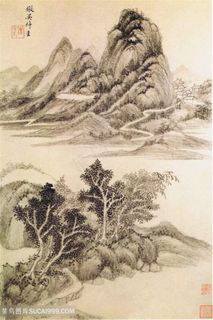 王时敏仿古山水册之仿吴仲圭国画图片