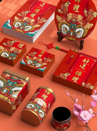 中国风国潮新春春节包装样机模板