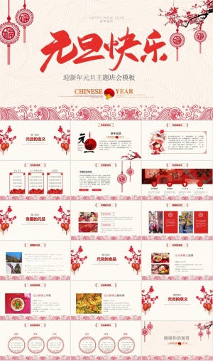 元旦快乐ppt模版预览图