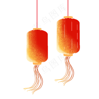 中国风 手绘 卡通元素 传统 复古红 灯笼装饰 PNG 免抠 