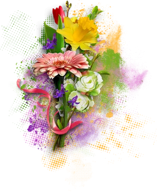 油画花朵素材春季谷雨卡通