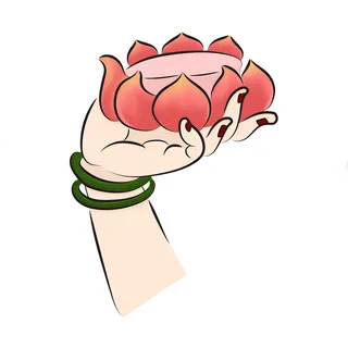 禅意佛手拈花指莲花佛珠敦煌文化线描稿国潮风元素设计模板素材