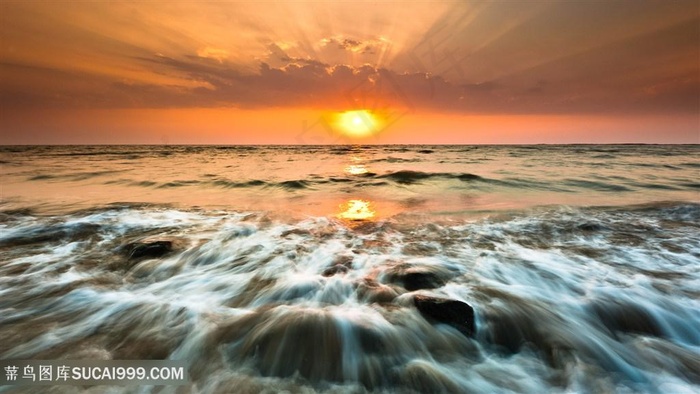黄昏海景风景画壁纸