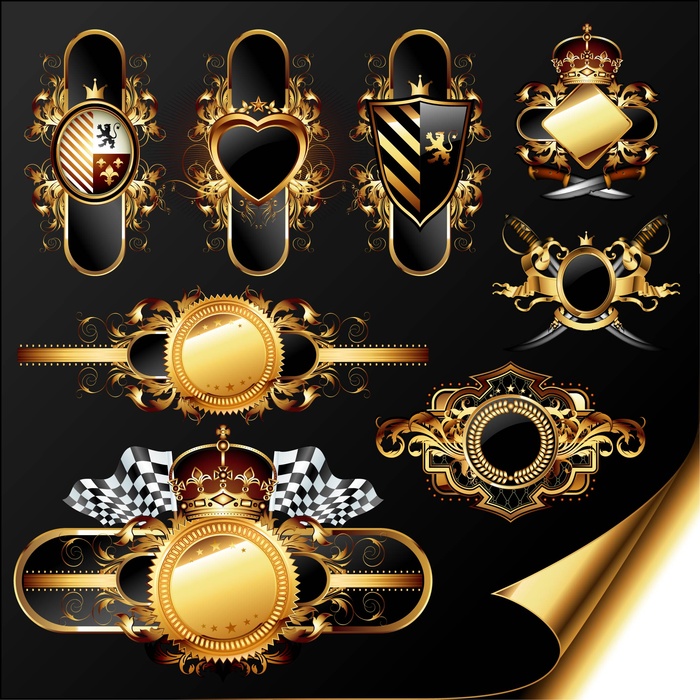 免抠复古金属标签