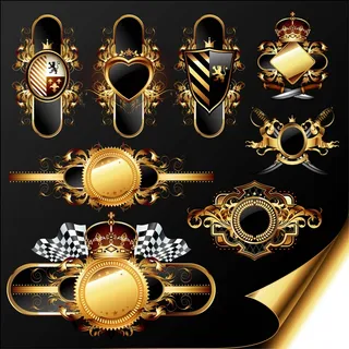 免抠复古金属标签