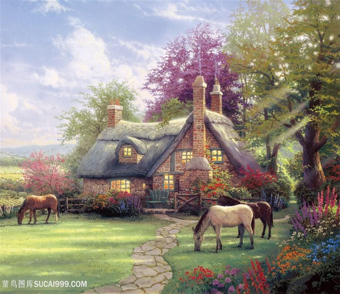 托马斯唯美草地骏马乡村风景