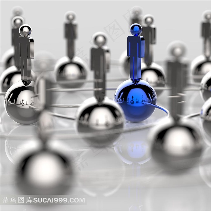 站在钢球上的立体小人创意设计高清图片