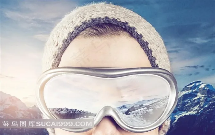 戴滑雪眼镜的美女高清图片