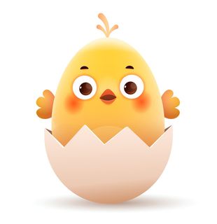 画插图垂直画幅乌克兰喙小鸡蛋孵化鸡卡通复活节鸡蛋乐趣母鸡